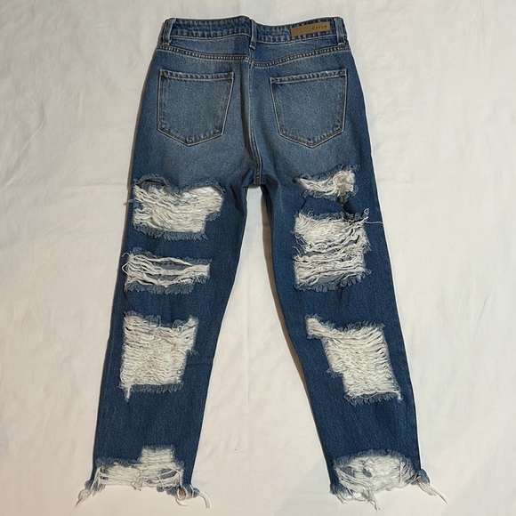 Front / Back Distressed Straight Leg High Waist Denim Jeans Size 7 - Picture 2 of 5